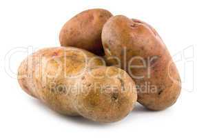 Three potatoes isolated