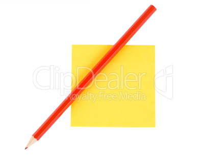 Red pencil on paper isolated