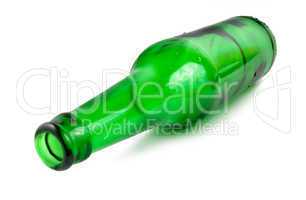 Green beer bottle isolated