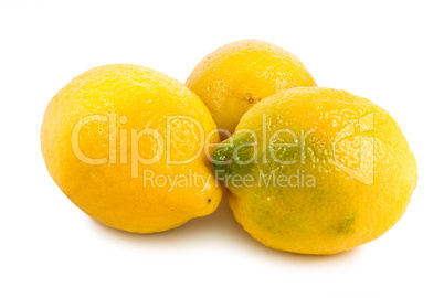 Three lemons isolated on a white