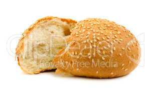Two halves of wheat bread isolated