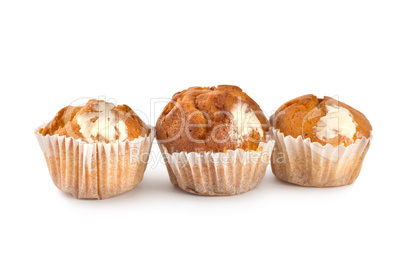 Cake in cup on a white background