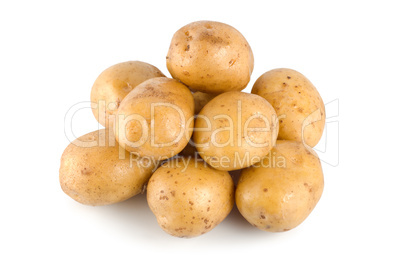 Potatoes on a white
