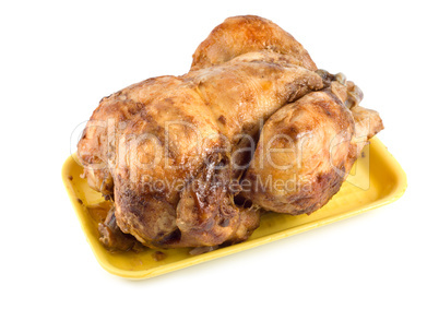 Fried chicken on a plate isolated