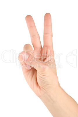 Hand simulating victory sign