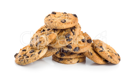 Stack of chocolate chip cookies isolated