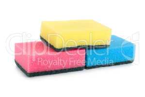 Three colored sponges