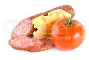Cheese, tomato and sausage