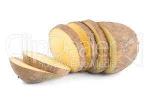 Cut raw potatoes isolated