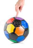 Soccer ball in hand isolated