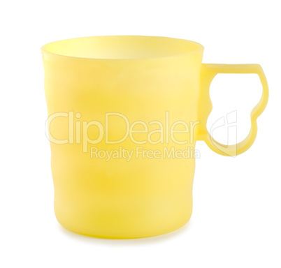 Yellow plastic mug