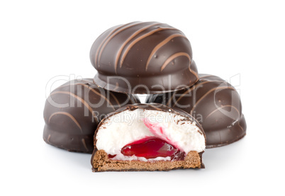 Chocolate bar with cream isolated