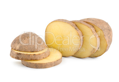 Cut potatoes isolated on white