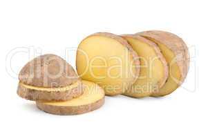 Cut potatoes isolated on white