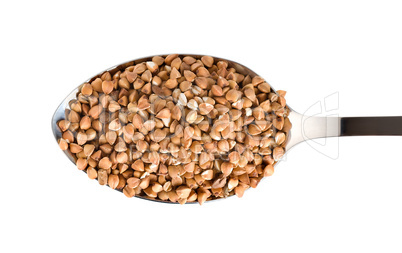 Buckwheat in a spoon isolated