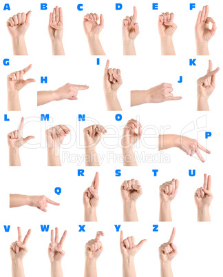 Hand sign language alphabet