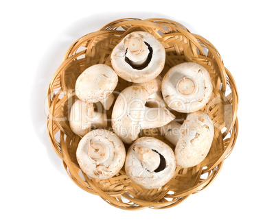 Mushrooms in a wooden basket