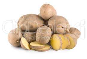 Pile of potatoes isolated