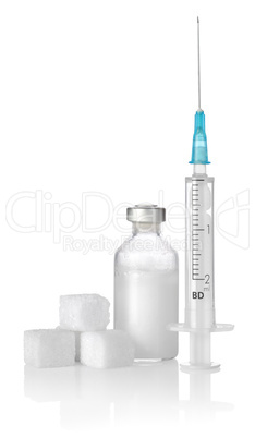 Insulin sugar and syringe