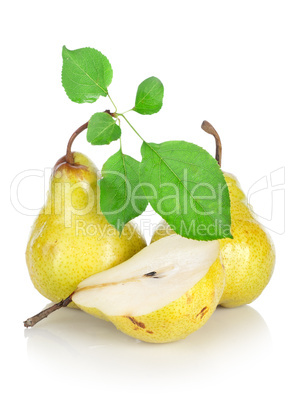 Three pears with leaves