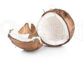 Two parts of a coconut