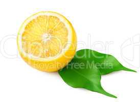 Lemon with leaves