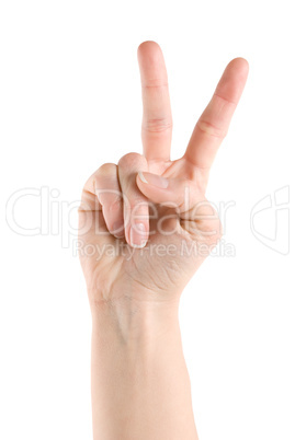 Hand showing victory sign