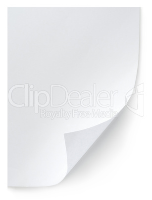 White sheet of paper isolated