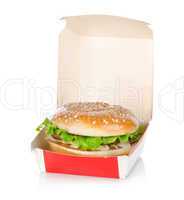 Hamburger in package isolated
