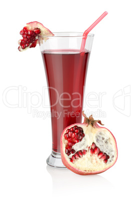 Pomegranate juice isolated on a white