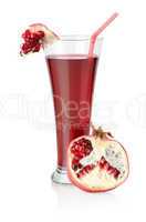 Pomegranate juice isolated on a white