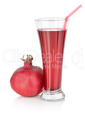 Pomegranate juice isolated