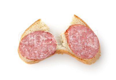 Sandwich with sausage isolated