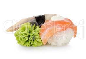 Sushi and wasabi isolated