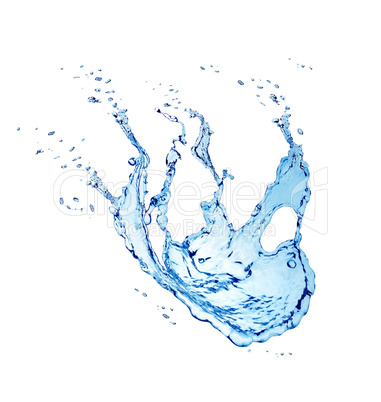 Blue water splash isolated