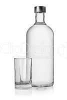 Bottle and glass of vodka