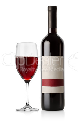 Bottle of red and wineglass