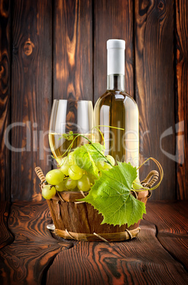 White wine with grapes