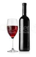 Bottle of red wine and wineglass