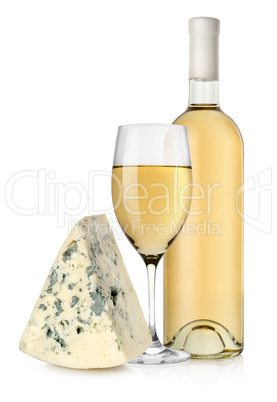 Wine bottle and blue cheese