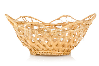 Wooden wattled basket isolated