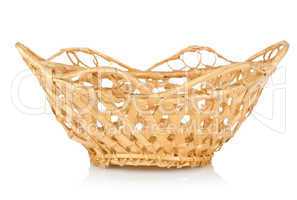 Wooden wattled basket isolated