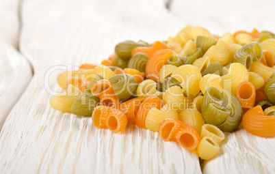 Colorful pasta on a table