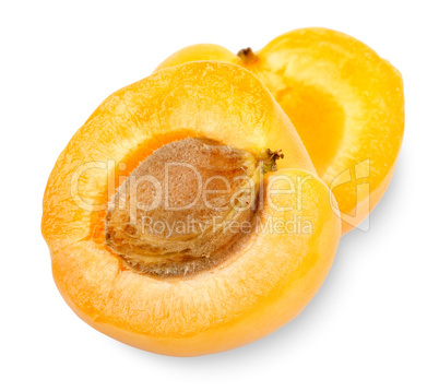 Ripe apricot sectioned by knife