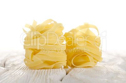 Tagliatelle on a white table