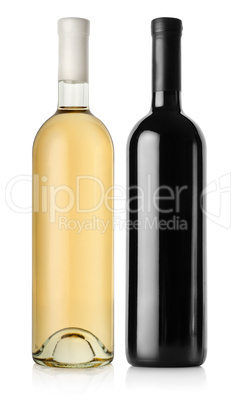 Bottle of red wine and white wine