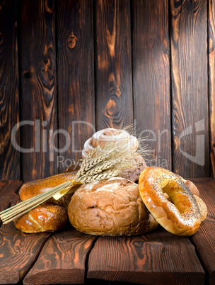 Bread on a old wooden boards