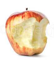 Eaten red apple isolated