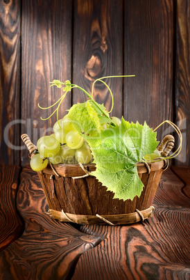 Grapes on a wooden background