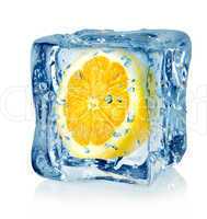 Ice cube and lemon